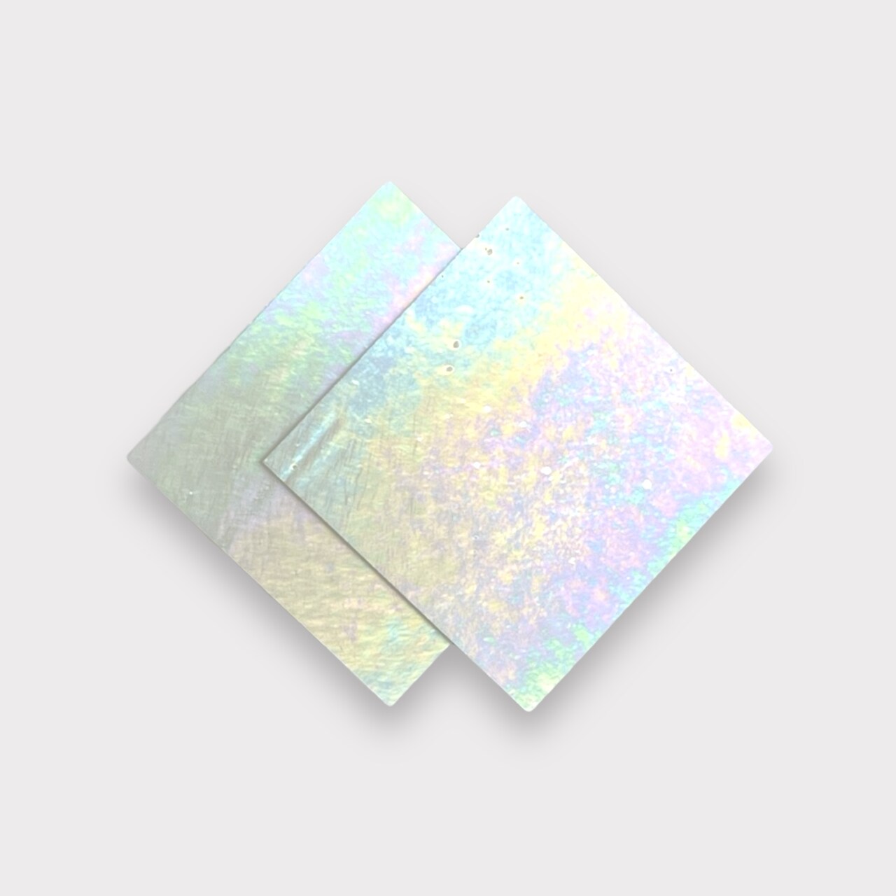 White Opaque Luminescent COE 96 Fusible Glass Sheets / Mosaic Squares - 2 Pack